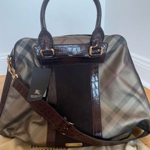 100% Authentic Burberry Hedwig Satchel Smoked Checked Travel Bag $16k Retail